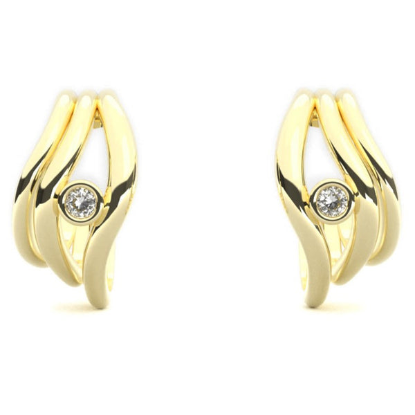 Fairtrade Yellow Gold Organic Wave Lab Grown Diamonds Hoop Earrings