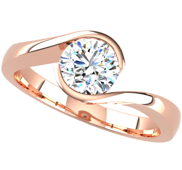 Fairtrade 18ct Rose Gold Solitaire Crossover Engagement Ring
