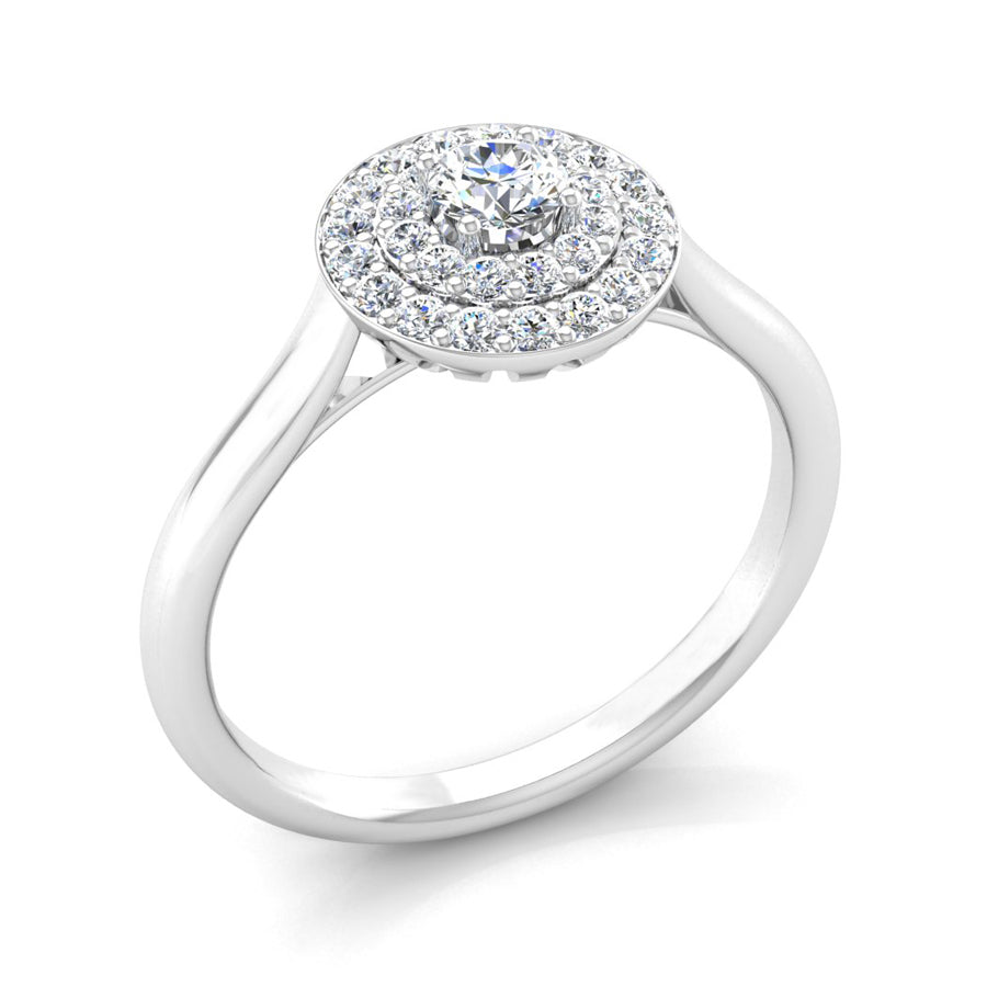 Ethically sourced Platinum Round Brilliant Cut Diamond Double Halo Engagement Ring