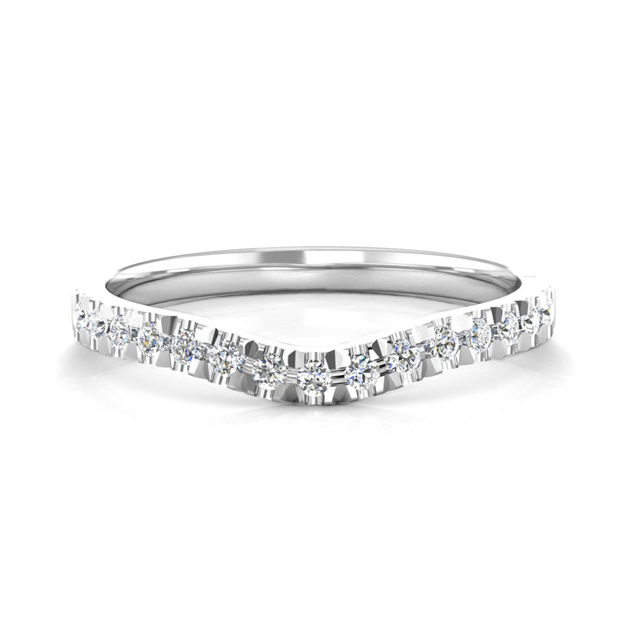 Ethically Sourced Platinum Diamond Set Fitted Wedding Ring to fit a Round Brilliant Cut Diamond Engagement Ring