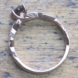 Fairtrade Rose Gold Smoky Quartz Engagement Ring with Diamond Twisting Shoulders, Jeweller's Loupe