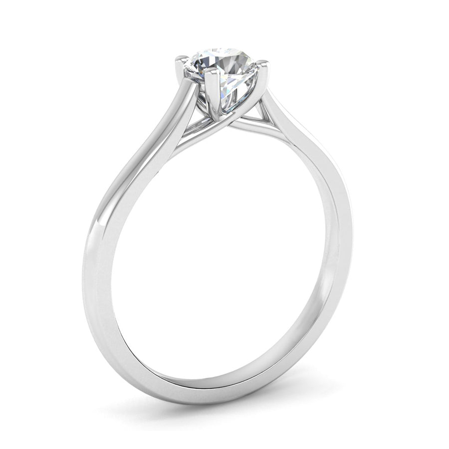 Ethically sourced Platinum Solitaire Round Brilliant Cut Diamond Engagement ring with a Kiss Setting