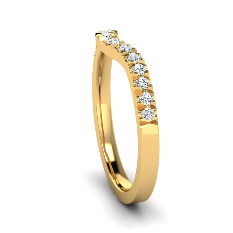Fairtrade Yellow Gold Diamond Set Fitted Wedding Ring to fit an Emerald Cut Diamond Engagement Ring