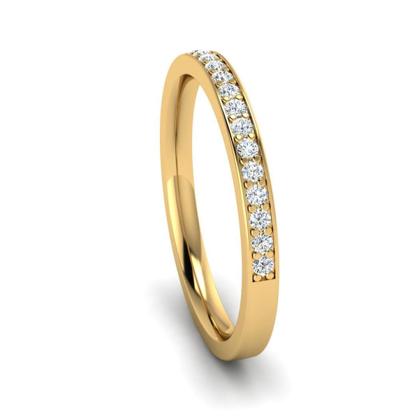 Fairtrade Yellow Gold Grain Set Lab Grown Diamond Wedding Ring with Border