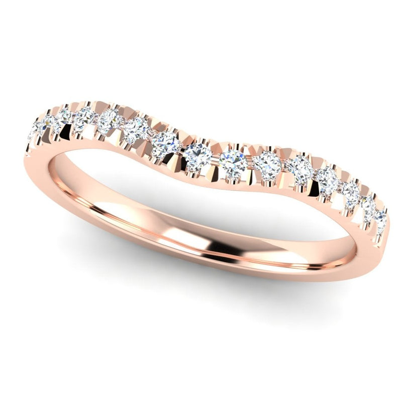 Fairtrade Rose Gold Diamond Set Fitted Wedding Ring to fit an Oval Cut Diamond Engagement Ring