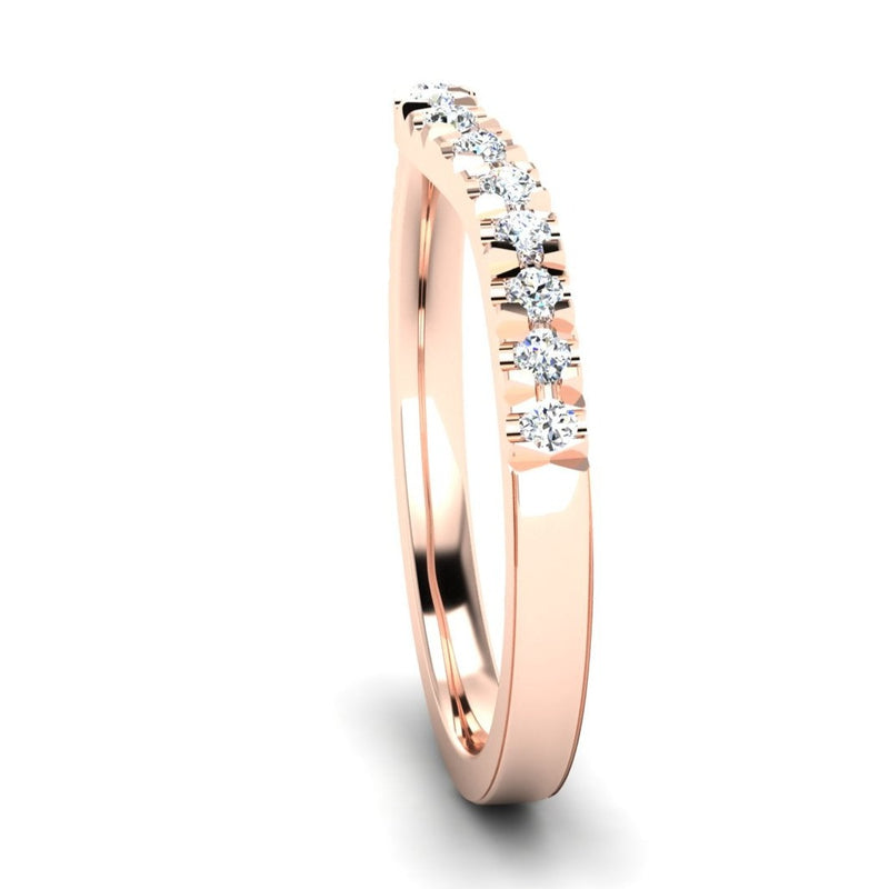 Fairtrade Rose Gold Diamond Set Fitted Wedding Ring to fit an Oval Cut Diamond Engagement Ring