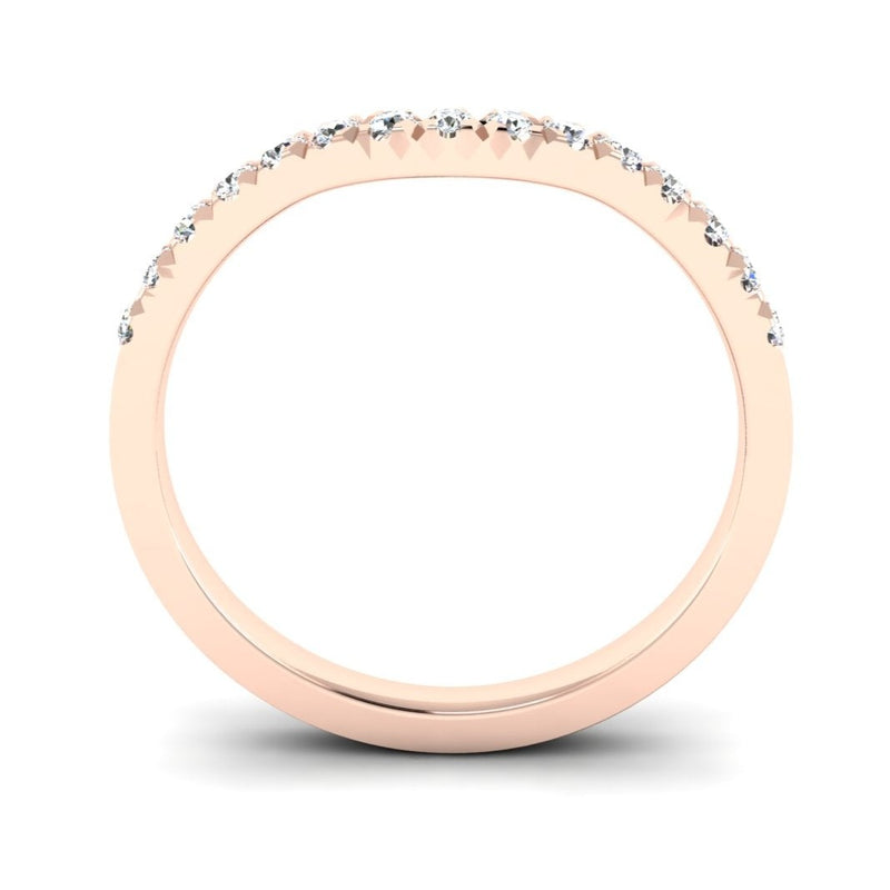 Fairtrade Rose Gold Diamond Set Fitted Wedding Ring to fit a Round Brilliant Cut Diamond Engagement Ring