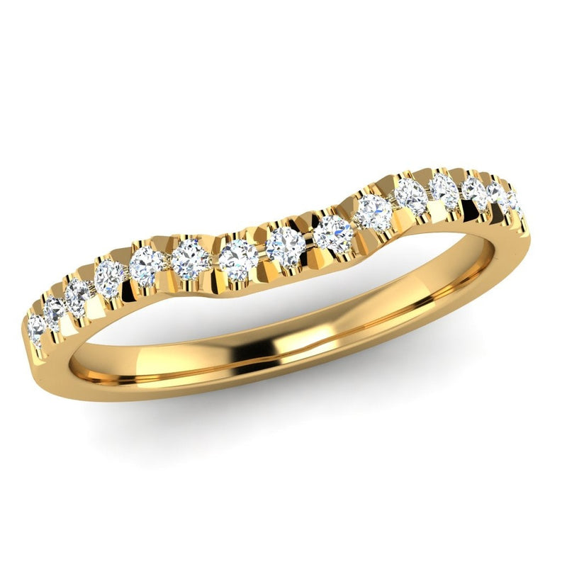 Fairtrade Yellow Gold Diamond Set Fitted Wedding Ring to fit a Princess Cut Diamond Engagement Ring