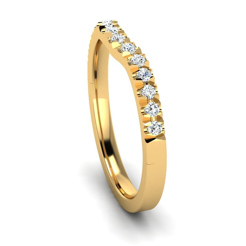 Fairtrade Yellow Gold Diamond Set Fitted Wedding Ring to fit an Oval Cut Diamond Engagement Ring