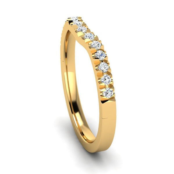 Fairtrade Yellow Gold Diamond Set Fitted Wedding Ring to fit a Princess Cut Diamond Engagement Ring