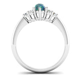 Fairtrade White Gold Oval Lab Grown Black Opal Cluster Engagement Ring