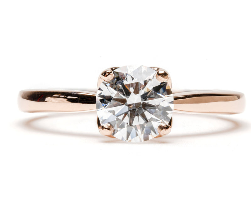 Fairtrade 9ct Rose Gold Four Claw Solitaire Lab Diamond Engagement Ring