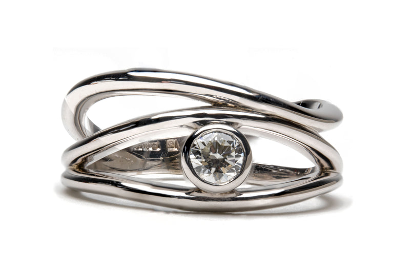 Fairtrade Silver Organic Wave Lab Grown Diamond Ring