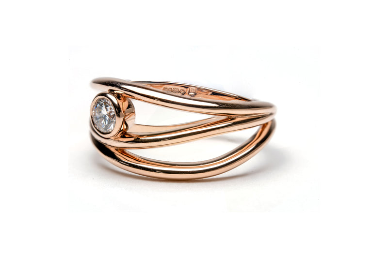 Fairtrade Rose Gold Organic Wave Lab Grown Diamond Ring