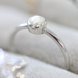 Ethically-sourced Platinum Solitaire Pearl June Birthstone Ring