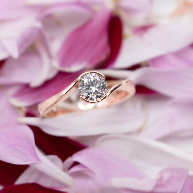 Fairtrade 9ct Rose Gold Crossover Solitaire Engagement Ring