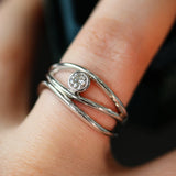 Fairtrade White Gold Organic Wave Lab Grown Diamond Ring