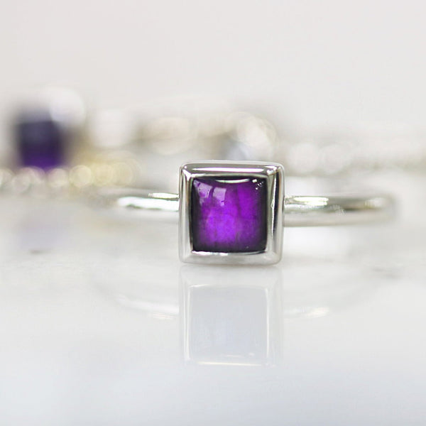 Fairtrade White Gold TRUST Amethyst Stacking Ring (available now) - Jeweller's Loupe