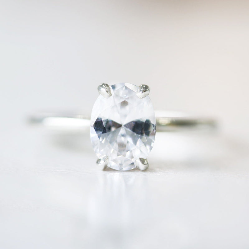 Ethically-sourced Platinum Solitaire Oval Cut Diamond Engagement Ring