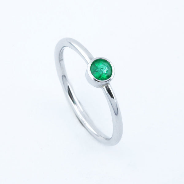 Fairtrade White Gold Solitaire Emerald May Birthstone Ring