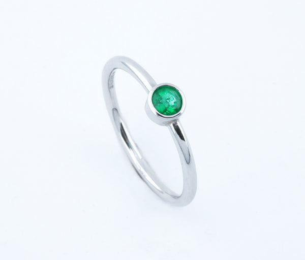 Fairtrade White Gold Solitaire Emerald May Birthstone Ring
