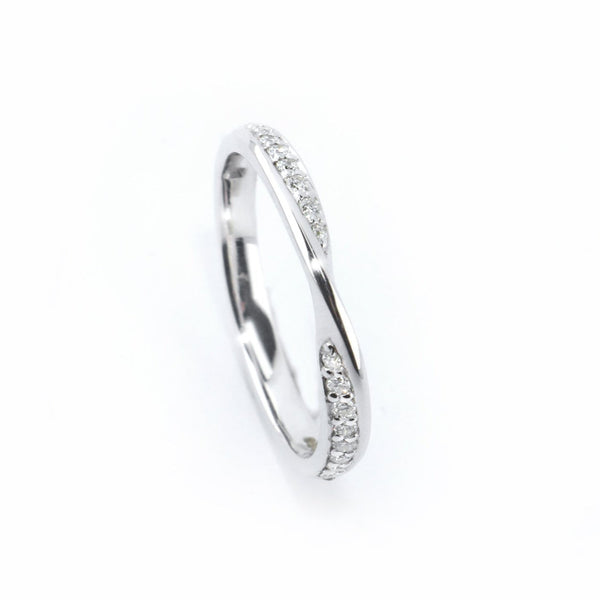 Ethically-sourced Platinum Diamond Set Twisted Wedding Ring - Jeweller's Loupe