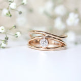 Fairtrade Rose Gold Organic Wave Lab Grown Diamond Ring