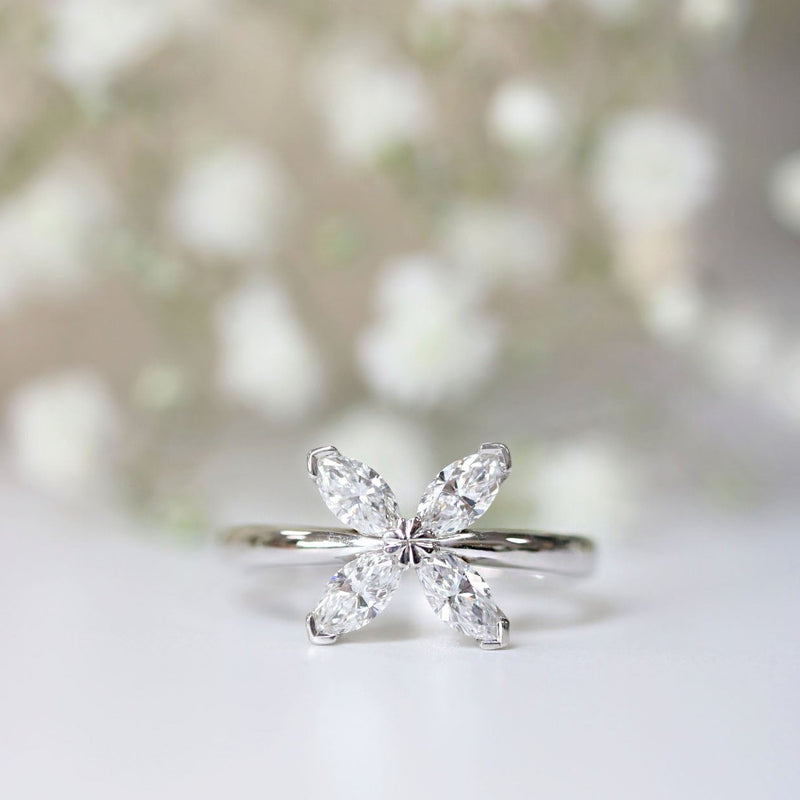 Fairtrade White Gold Lab Grown Diamond Petal Ring