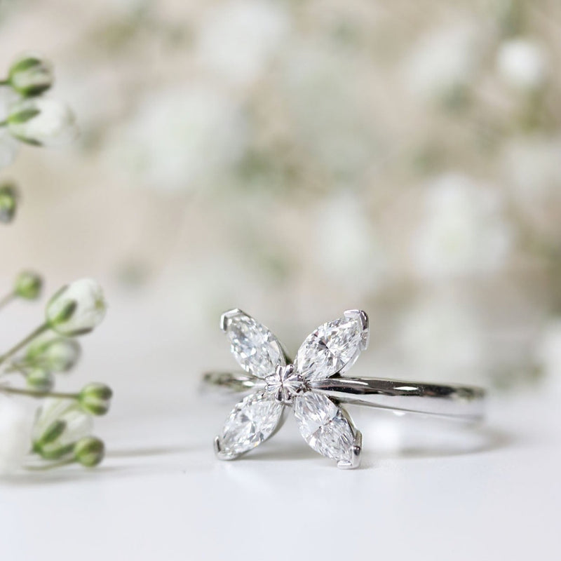 Fairtrade White Gold Lab Grown Diamond Petal Ring