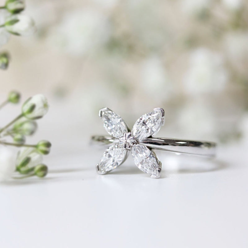 Ethically Sourced Platinum Lab Grown Diamond Petal Ring