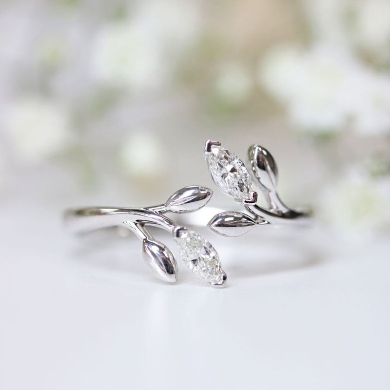 Fairtrade White Gold Lab Grown Diamond Wrap Around Leaf Ring