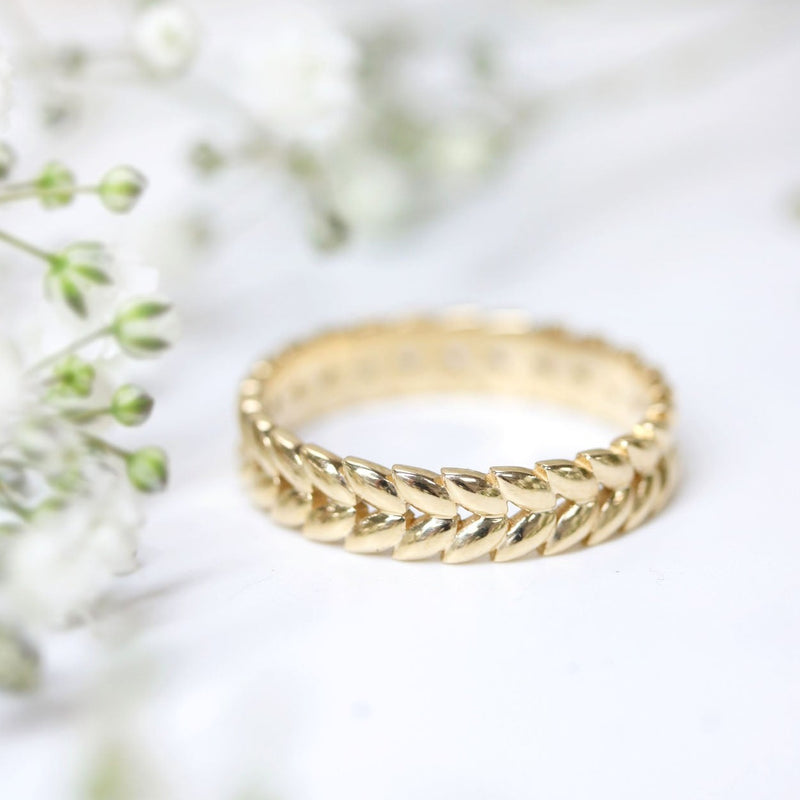 Fairtrade Yellow Gold Petal Band Ring