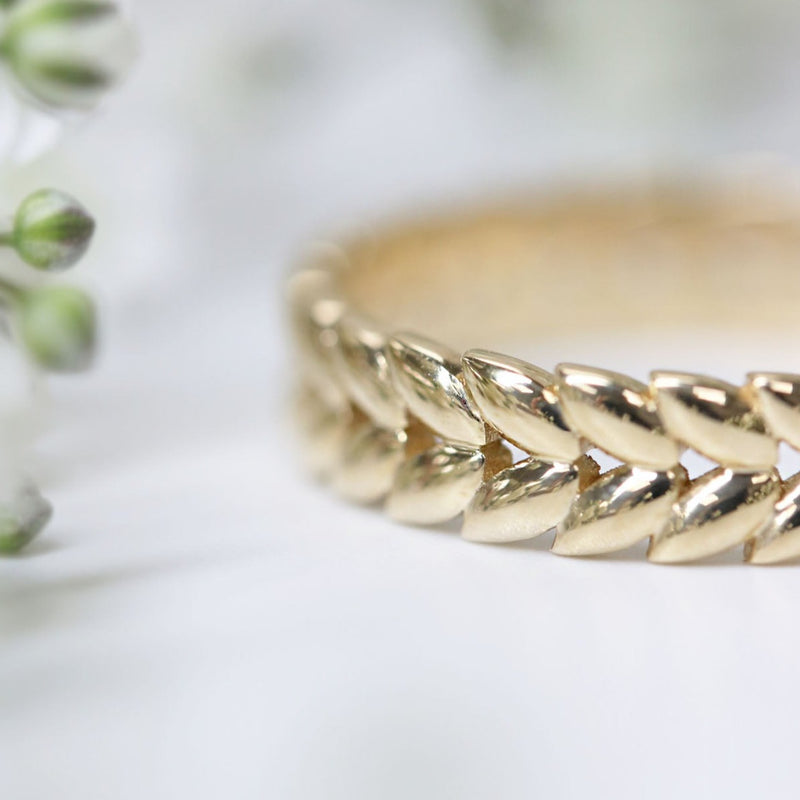 Fairtrade Yellow Gold Petal Band Ring