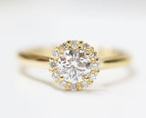 Fairtrade White Gold Round Brilliant Cut Lab Created Diamond Halo Engagement Ring