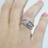 Fairtrade White Gold Organic Wave Lab Grown Diamond Ring