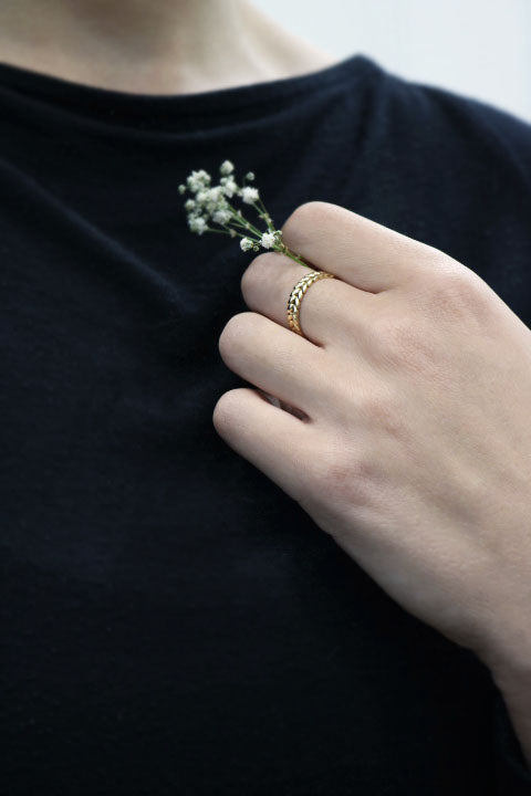 Fairtrade Yellow Gold Petal Band Ring