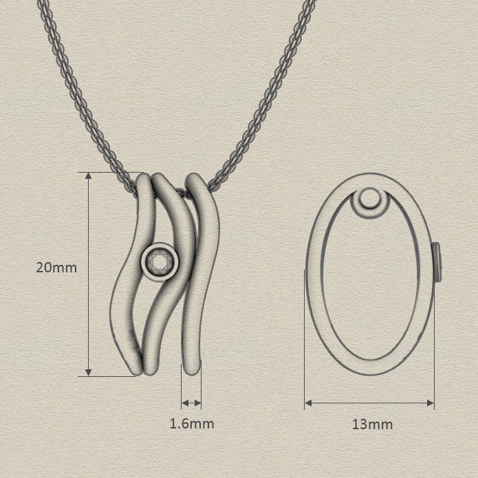Fairtrade Silver Organic Wave Lab Grown Diamond Pendant