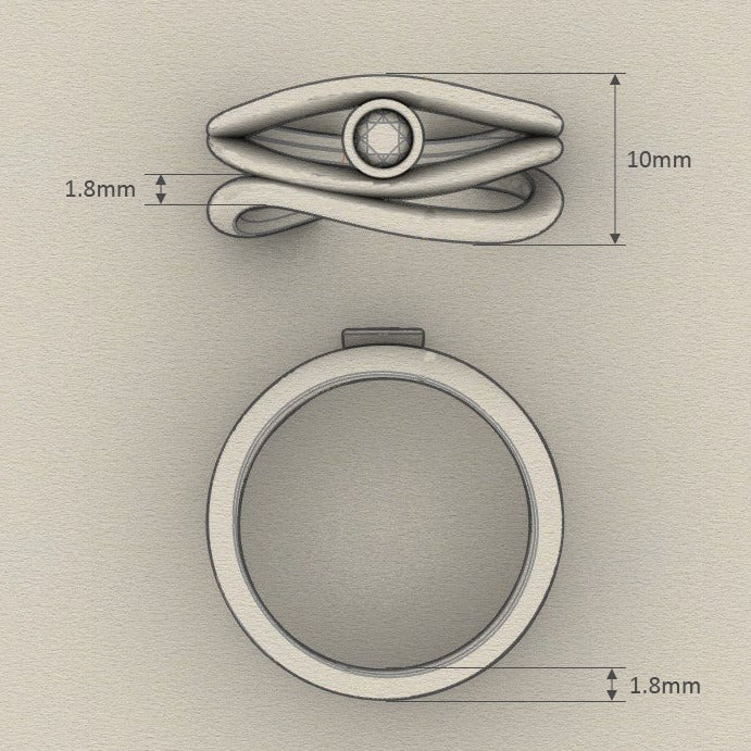 Fairtrade Yellow Gold Organic Wave Lab Grown Diamond Ring