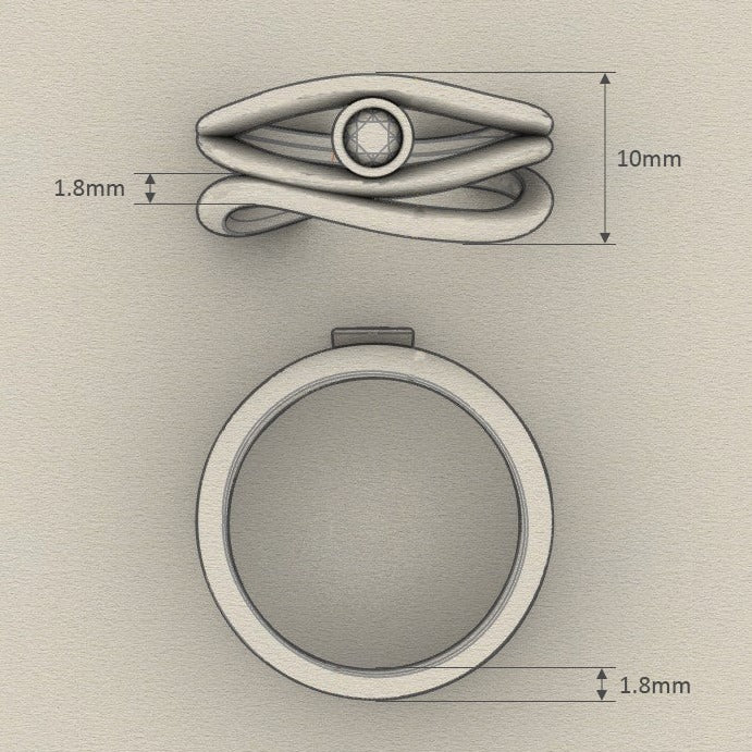 Fairtrade White Gold Organic Wave Lab Grown Diamond Ring