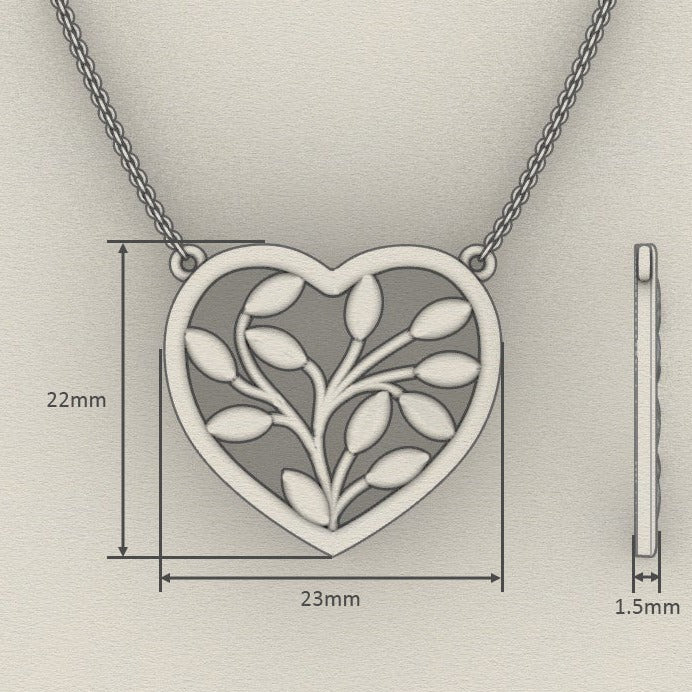 Fairtrade White Gold Heart Petal Pendant