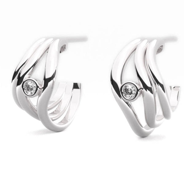 Ethically Sourced Platinum Organic Wave Lab Grown Diamond Hoop Earrings