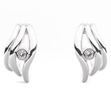 Fairtrade White Gold Organic Wave Lab Grown Diamond Hoop Earrings