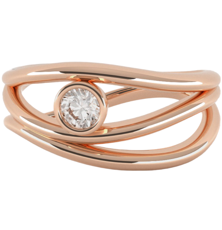 Fairtrade Rose Gold Organic Wave Lab Grown Diamond Ring