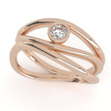 Fairtrade Rose Gold Organic Wave Lab Grown Diamond Ring