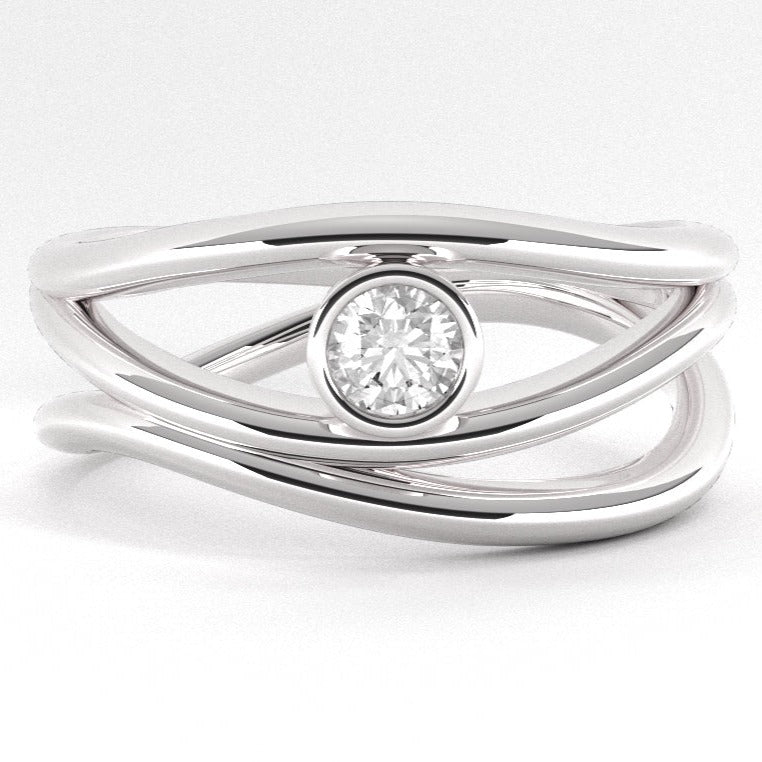 Fairtrade White Gold Organic Wave Lab Grown Diamond Ring