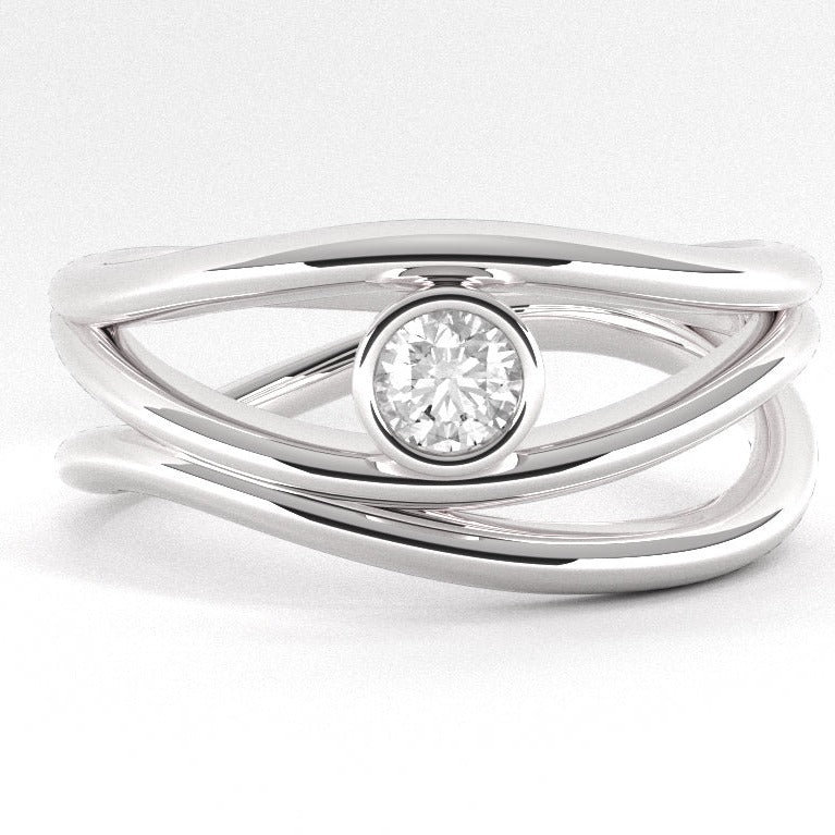 Fairtrade Silver Organic Wave Lab Grown Diamond Ring