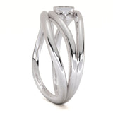 Fairtrade White Gold Organic Wave Lab Grown Diamond Ring