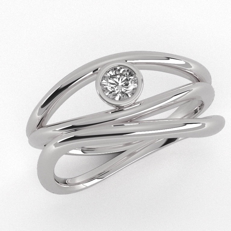 Fairtrade Silver Organic Wave Lab Grown Diamond Ring