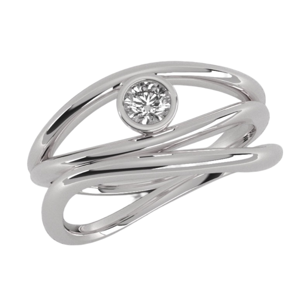 Ethically Sourced Platinum Organic Wave Lab Grown Diamond Ring