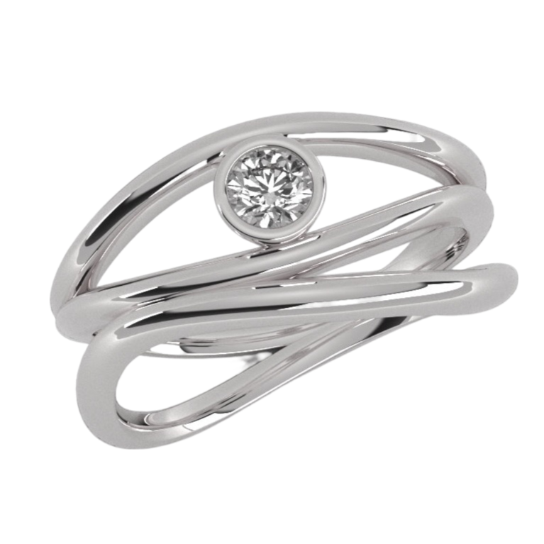 Ethically Sourced Platinum Organic Wave Lab Grown Diamond Ring